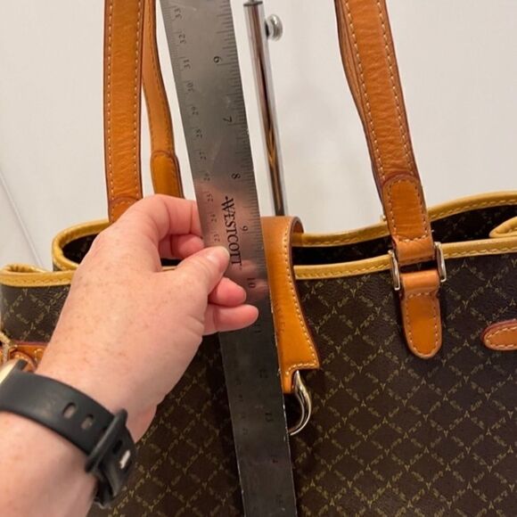 La Tour Eiffel Paris Should Bag Purse Tote Monogram Brown Tan - Picture 8 of 10